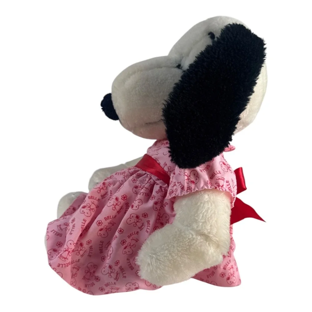 Peanuts Belle Plush Snoopy Sister Pink Dress Vintage Stuffed Animal Toy